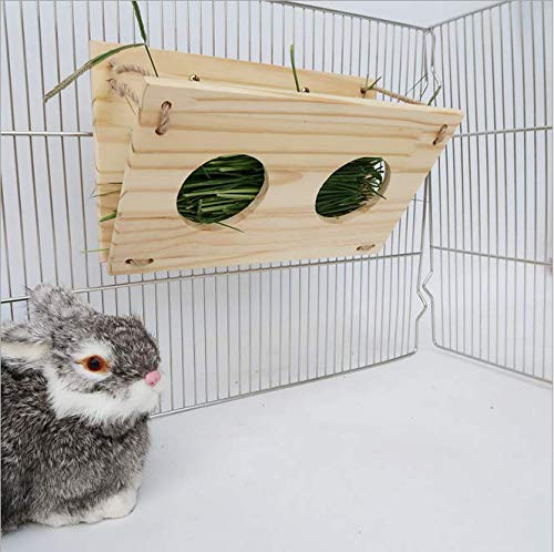 Litewood Hasenheuraufe Krippe Futterspender Hase Futterspender Holz Heuraufe Halter für Hamster Chinchilla Meerschweinchen Kleintierkäfig Zubehör (B) von Litewood