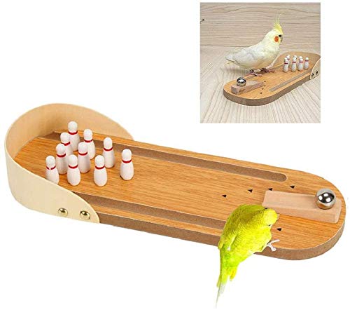 Vogel-Trainingsspielzeug Mini Bowling Holz Papagei Desktop Intelligenz Training Spiel für Sittich Nymphensittich Sittich Sit von Litewoo