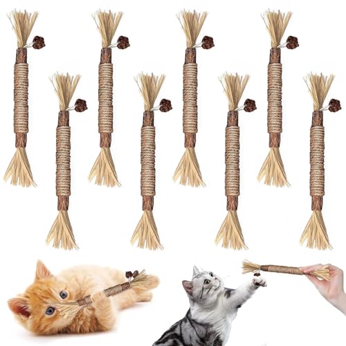 Lithyc 8 Stück Katzenminze Stick, Pfotenspass Zahnreinigende Knabberstangen, Katzenzahnbürste für Katzen,KatzenzäHne Beißen, zur Zahnreinigung und Druckentlastung bei Katzen im Innenbereich Lithyc 8 Stück Katzenminze Stick, Pfotenspass Zahnreinigende Knabberstangen, Katzenzahnbürste für Katzen,KatzenzäHne Beißen, zur Zahnreinigung und Druckentlastung bei Katzen im Innenbereich von Lithyc