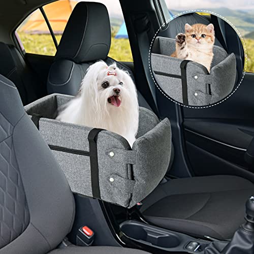 Litthing Autositz für Hunde, Konsolensitzerhöhung für Haustiere mit festem Klettverschluss und verstellbaren Riemen, abnehmbare und waschbare Reisetasche für kleine Hunde und Katzen von Litthing