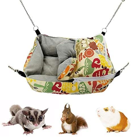 Little Bean Rattenhängematten für Käfighaut, weiches Hamsterbett, warmes Chinchillas-Hängehaus, Plüsch-Gleitkäfig, kleine Tierbetten zum Spielen und Schlafen (Gelb) von Little Bean