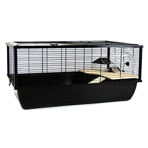 Little Friends Grosvenor Rat and Hamster Cage with Wooden Shelf and Ladder, Large, 78 x 48 x 36 cm, Black von Little Friends