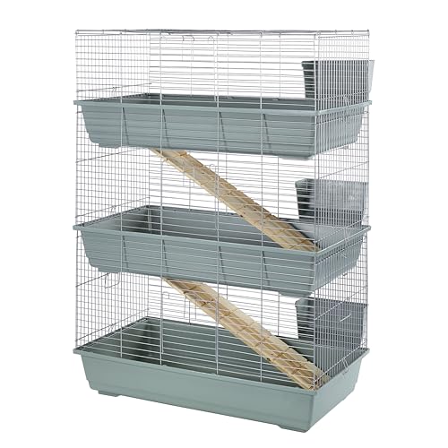 Little Friends Kaninchenkäfig, mit 3 Etagen, 102 x 56 x 139 cm, Beige/silberfarben von Little Friends