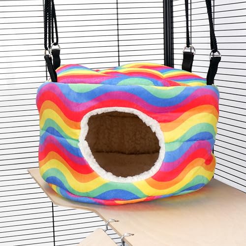 Little Friends RIESIGE Nagerstock-Hängematte Spielzeug für Ratten, Frettchen, Chinchillas - Weiches Hänge-Höhlenbett - 30 x 30 x 25 cm - Regenbogenwellen Little Friends RIESIGE Nagerstock-Hängematte Spielzeug für Ratten, Frettchen, Chinchillas - Weiches Hänge-Höhlenbett - 30 x 30 x 25 cm - Regenbogenwellen von Little Friends