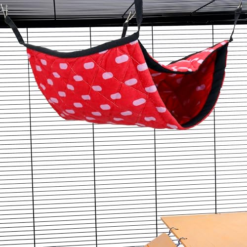 Little Friends Riesige Doppelstockbett-Hängematte – weiches Hängebett für Ratten, Frettchen, Chinchillas und Kleintiere – zweilagiges gemütliches Käfigzubehör – rote Punkte Little Friends Riesige Doppelstockbett-Hängematte – weiches Hängebett für Ratten, Frettchen, Chinchillas und Kleintiere – zweilagiges gemütliches Käfigzubehör – rote Punkte von Little Friends