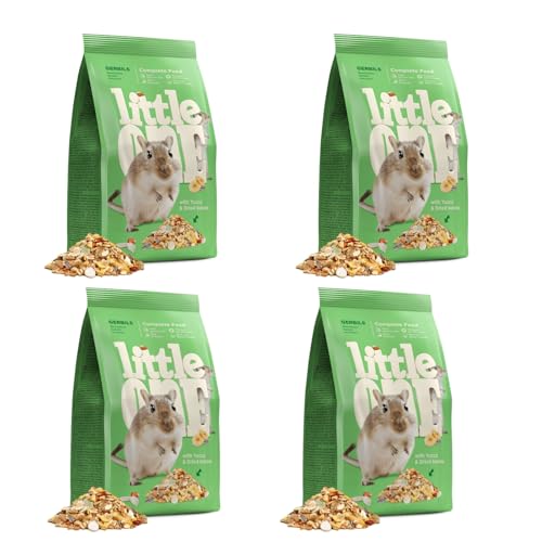 Little One Gerbils | Viererpack | 4 x 400 g | Alleinfuttermittel für Rennmäuse | Zur Unterstützung des Wohlbefindens | Mit Vitaminen, Mineralstoffen, Eiweißstoffen und Fetten von Little One