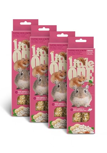 Little One Sticks für Hamster, Ratten, Mäuse und Rennmäuse | 4er Pack | 4 x 110 g | Ergänzungsfuttermittel für Nagetiere | Mit gepufftem Reis und Nüssen | Abnahmbarer Clip Little One Sticks für Hamster, Ratten, Mäuse und Rennmäuse | 4er Pack | 4 x 110 g | Ergänzungsfuttermittel für Nagetiere | Mit gepufftem Reis und Nüssen | Abnahmbarer Clip von Little One