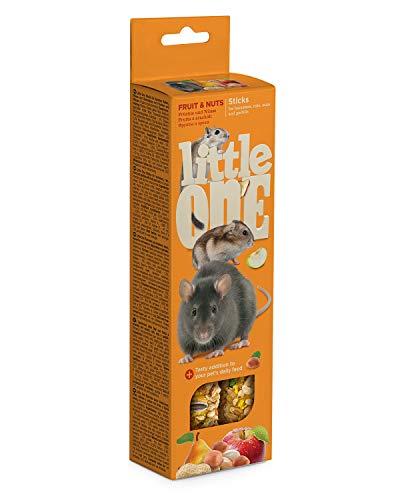 Little One Sticks für Hamsters, Ratten, Mäuse und Rennmäuse mit Früchten und Nüssen in Schachtel, 4er Pack (4 x 120 g) von Little One