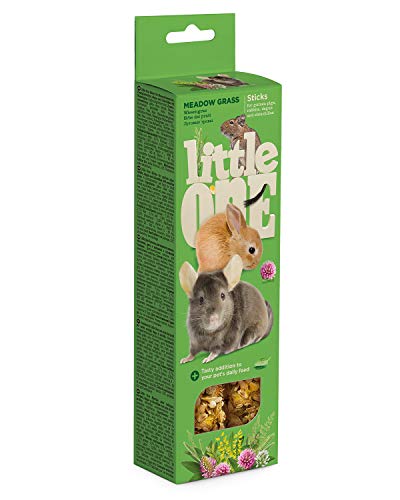 Little One Sticks für Meerschweinchen, Zwergkaninchen und Chinchillas mit Wiesengras in Schachtel, 4er Pack (4 x 110 g) von Little One