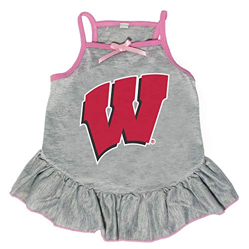 Littlearth NCAA Arizona Wildcats Haustier-Kleid, Unisex, Wisconsin Badgers Haustierkleid, 120144-UWIS-S, grau, S von Littlearth