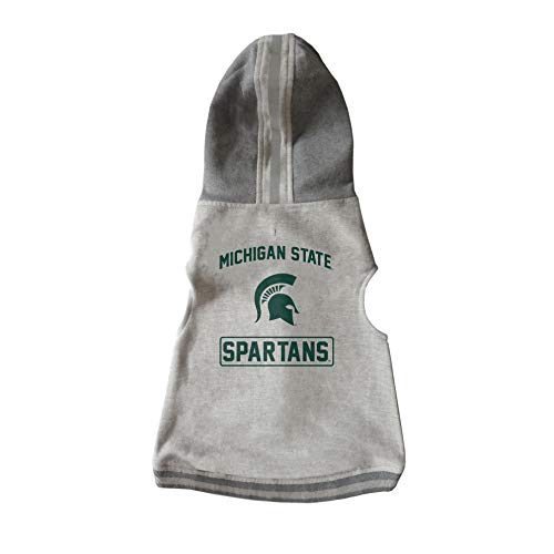 Littlearth NCAA Michigan State Spartans Haustier-Kapuzenpullover, Rundhalsausschnitt, Grau, XS von Littlearth