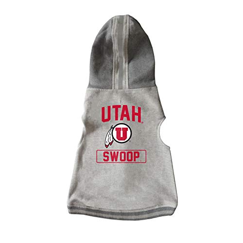 Littlearth NCAA Utah Utes Haustier-Kapuzenpullover, Rundhalsausschnitt, Grau, XS von Littlearth
