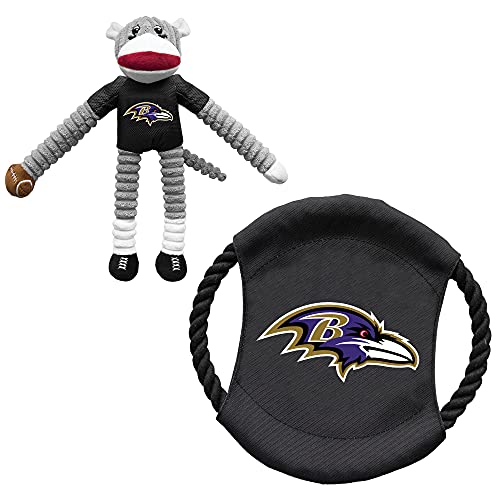 Littlearth NFL Baltimore Ravens Socken-AFFE und Fliegende Scheibe für Erwachsene, Unisex, Kombi-Set, Team-Farbe, Einheitsgröße von Littlearth