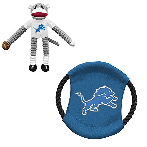 Littlearth NFL Detroit Lions Socke AFFE und Fliegende Scheibe Haustier-Spielzeug-Kombi-Set, Mannschaftsfarbe, Einheitsgröße von Littlearth