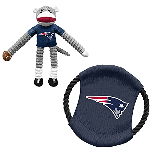 Littlearth NFL New England Patriots Sock Monkey and Flying Disc Pet Toy Combo Set von Littlearth