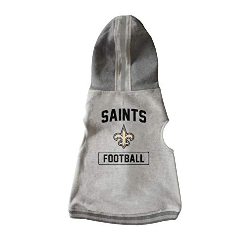 Littlearth NFL New Orleans Saints Sweatshirt mit Kapuze und Rundhalsausschnitt, Größe XS, Grau von Littlearth