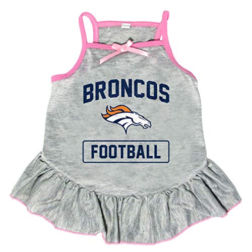 Littlearth Unisex-Erwachsene NFL Denver Broncos Haustierkleid mit Team-Logo und Namen, Grau, Größe S von Littlearth