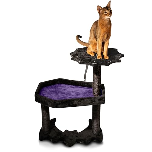 Gothic Katzenbaum mit Sarg Katzenbett, Gothic-Katzenturm, Sarg-Katzenbaum mit Sisal-Kratzstämmen für Halloween-Katze, große Größe, Schwarz mit Lila Littlesy Gothic Katzenbaum mit Sarg Katzenbett, Gothic-Katzenturm, Sarg-Katzenbaum mit Sisal-Kratzstämmen für Halloween-Katze, große Größe, Schwarz mit Lila Littlesy von Littlesy