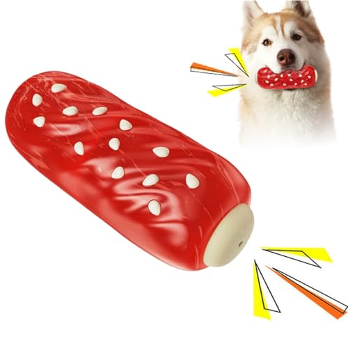 LiuMelinda Hunde-Kauspielzeug für aggressive Kauer, unzerstörbares Hundespielzeug für aggressives Kauen, robustes Kauspielzeug für Hunde (roter Gummi-Fleischstab) von LiuMelinda