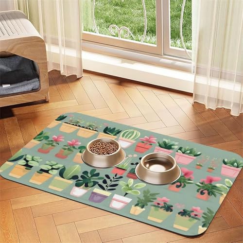 30 x 45 cm Bonsai-Pflanzen-Druck, saugfähige Futtermatte für Haustiere, schnell trocknendes Futterpad/Leder-Tischset, für Hunde und Katzen, Futternapf von LiuMng