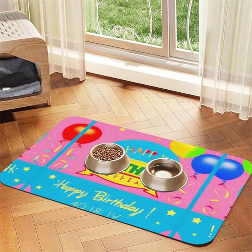 30 x 45 cm Happy Birthday Ballondruck Haustier saugfähige Futtermatte – schnell trocknendes Futterpad/Leder-Tischset, für Hunde und Katzen, Futternapf, Wasser 30 x 45 cm Happy Birthday Ballondruck Haustier saugfähige Futtermatte – schnell trocknendes Futterpad/Leder-Tischset, für Hunde und Katzen, Futternapf, Wasser von LiuMng