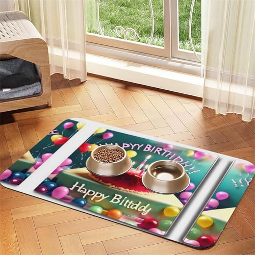 30 x 45 cm Happy Birthday schöner Druck Haustier saugfähige Futtermatte – schnell trocknendes Futterpad/Leder-Tischset, für Hunde und Katzen, Futternapf 30 x 45 cm Happy Birthday schöner Druck Haustier saugfähige Futtermatte – schnell trocknendes Futterpad/Leder-Tischset, für Hunde und Katzen, Futternapf von LiuMng