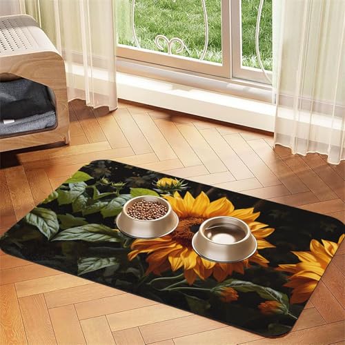 30 x 45 cm gelbe Sonnenblume auf braunem Hintergrund, saugfähige Futtermatte für Haustiere, schnell trocknendes Futterpad/Leder-Tischset, für Hunde und Katzen, Futternapf, Wasser 30 x 45 cm gelbe Sonnenblume auf braunem Hintergrund, saugfähige Futtermatte für Haustiere, schnell trocknendes Futterpad/Leder-Tischset, für Hunde und Katzen, Futternapf, Wasser von LiuMng