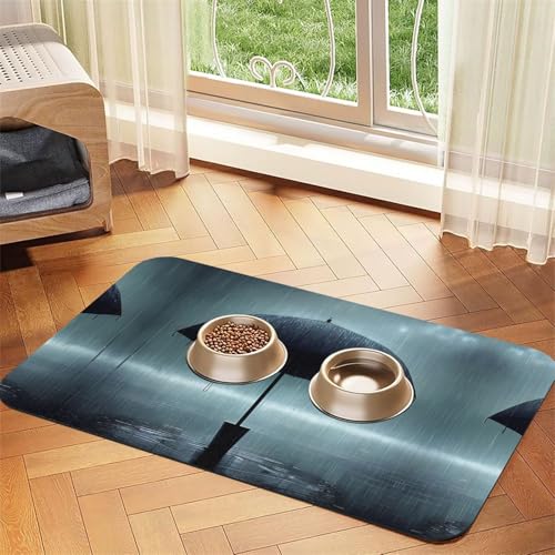 40 x 60 cm, schwarzer Regenschirm im Regen, saugfähige Futtermatte für Haustiere, schnell trocknendes Futterpad/Leder-Tischset, für Hunde und Katzen, Futternapf 40 x 60 cm, schwarzer Regenschirm im Regen, saugfähige Futtermatte für Haustiere, schnell trocknendes Futterpad/Leder-Tischset, für Hunde und Katzen, Futternapf von LiuMng