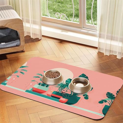 40 x 60 cm schöne Topfpflanzen-Druck, saugfähige Futtermatte für Haustiere, schnell trocknendes Futterpad/Leder-Tischset, für Hunde und Katzen, Futternapf 40 x 60 cm schöne Topfpflanzen-Druck, saugfähige Futtermatte für Haustiere, schnell trocknendes Futterpad/Leder-Tischset, für Hunde und Katzen, Futternapf von LiuMng