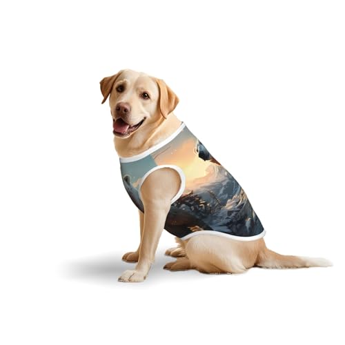 Baumwollweste, weich, leicht, Eisbär im Winter, bedruckt, ärmelloses Tanktop für mittelgroße und große Hunde, Größe 4XL Baumwollweste, weich, leicht, Eisbär im Winter, bedruckt, ärmelloses Tanktop für mittelgroße und große Hunde, Größe 4XL von LiuMng