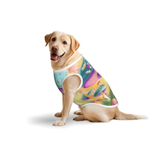 Baumwollweste, weich, leicht, Fantasie-Pilz-Druck, ärmelloses Tanktop für mittelgroße und große Hunde, Größe 4XL Baumwollweste, weich, leicht, Fantasie-Pilz-Druck, ärmelloses Tanktop für mittelgroße und große Hunde, Größe 4XL von LiuMng