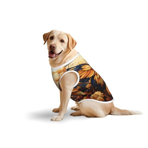 Baumwollweste, weich, leicht, Schmetterlings-Motiv, Blumenmuster, ärmellos, für mittelgroße und große Hunde, Größe 4XL Baumwollweste, weich, leicht, Schmetterlings-Motiv, Blumenmuster, ärmellos, für mittelgroße und große Hunde, Größe 4XL von LiuMng