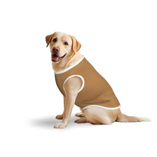 Baumwollweste, weich, leicht, einfarbig, brauner Druck, ärmelloses Tanktop für mittelgroße und große Hunde, Größe 4XL Baumwollweste, weich, leicht, einfarbig, brauner Druck, ärmelloses Tanktop für mittelgroße und große Hunde, Größe 4XL von LiuMng