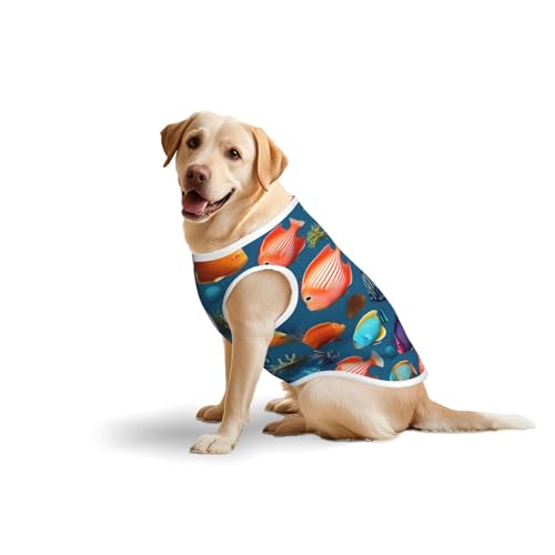 Baumwollweste für Haustiere, Größe 3XL, weich, leicht, U-Boot-Rifffisch-Druck, ärmelloses Tanktop für mittelgroße und große Hunde Baumwollweste für Haustiere, Größe 3XL, weich, leicht, U-Boot-Rifffisch-Druck, ärmelloses Tanktop für mittelgroße und große Hunde von LiuMng
