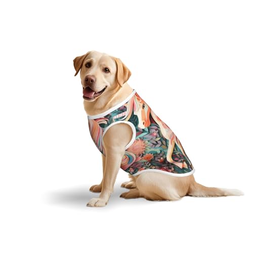 Baumwollweste für Haustiere, Größe XXL, weich, leicht, rosa Papierschnitt, Einhorn-Druck, ärmelloses Tanktop für mittelgroße und große Hunde Baumwollweste für Haustiere, Größe XXL, weich, leicht, rosa Papierschnitt, Einhorn-Druck, ärmelloses Tanktop für mittelgroße und große Hunde von LiuMng