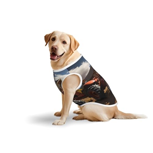 Baumwollweste für Haustiere, Größe XXL, weich, leicht, roter Traktordruck, ärmelloses Tanktop für mittelgroße und große Hunde Baumwollweste für Haustiere, Größe XXL, weich, leicht, roter Traktordruck, ärmelloses Tanktop für mittelgroße und große Hunde von LiuMng