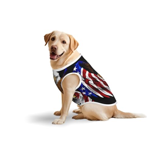 Baumwollweste für Haustiere, Größe XXXL, weich, leicht, USA-Flagge, Patriotischer Adler-Druck, ärmelloses Tanktop für mittelgroße und große Hunde Baumwollweste für Haustiere, Größe XXXL, weich, leicht, USA-Flagge, Patriotischer Adler-Druck, ärmelloses Tanktop für mittelgroße und große Hunde von LiuMng