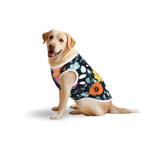 Baumwollweste für Haustiere, Größe XXXL, weich, leicht, mit schönem buntem Blumendruck, ärmelloses Tanktop für mittelgroße und große Hunde Baumwollweste für Haustiere, Größe XXXL, weich, leicht, mit schönem buntem Blumendruck, ärmelloses Tanktop für mittelgroße und große Hunde von LiuMng