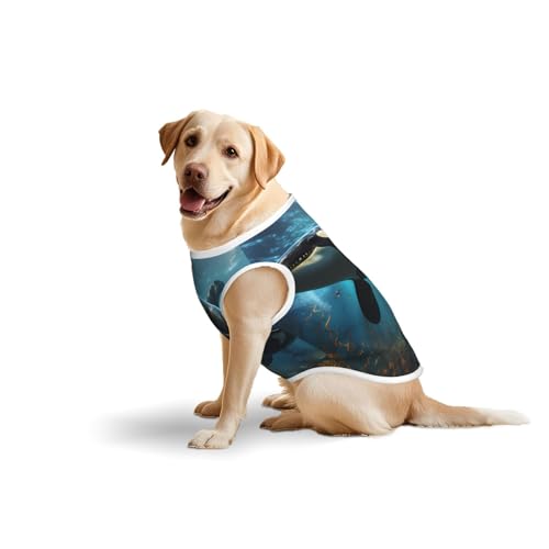 Baumwollweste für Haustiere, Größe XXXL, weich, leicht, riesiger Killerwal-Druck, ärmelloses Tanktop für mittelgroße und große Hunde Baumwollweste für Haustiere, Größe XXXL, weich, leicht, riesiger Killerwal-Druck, ärmelloses Tanktop für mittelgroße und große Hunde von LiuMng