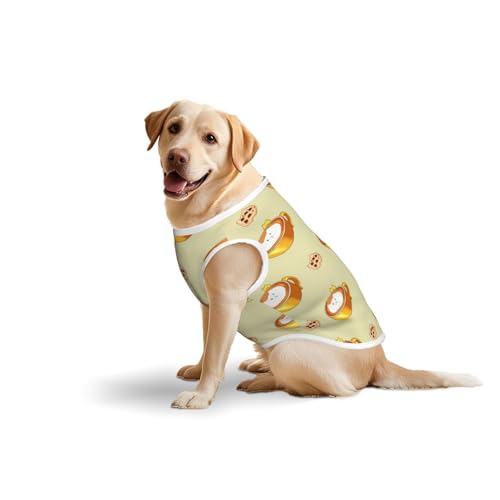 Baumwollweste mit Cartoon-Katze, Kaffee, Haustiere, weich, leicht, Cartoon-Katze, Kaffee-Druck, ärmelloses Tanktop für mittelgroße und große Hunde von LiuMng