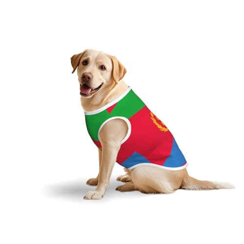 Baumwollweste mit eritreischer Flagge, weich, leicht, Eritreische Flagge, ärmelloses Tanktop für mittelgroße und große Hunde Baumwollweste mit eritreischer Flagge, weich, leicht, Eritreische Flagge, ärmelloses Tanktop für mittelgroße und große Hunde von LiuMng