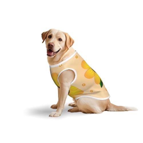 Baumwollweste mit goldenen Sonnenblumen, weich, leicht, goldener Sonnenblumen-Druck, ärmelloses Tanktop für mittelgroße und große Hunde Baumwollweste mit goldenen Sonnenblumen, weich, leicht, goldener Sonnenblumen-Druck, ärmelloses Tanktop für mittelgroße und große Hunde von LiuMng
