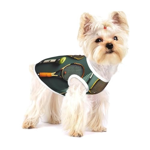 Großes Baumwoll-T-Shirt für Hunde, Tennisbälle und Schläger, weich, atmungsaktiv, ärmellos, Tanktop, Katzenkleidung, für kleine und mittelgroße Hunde Großes Baumwoll-T-Shirt für Hunde, Tennisbälle und Schläger, weich, atmungsaktiv, ärmellos, Tanktop, Katzenkleidung, für kleine und mittelgroße Hunde von LiuMng