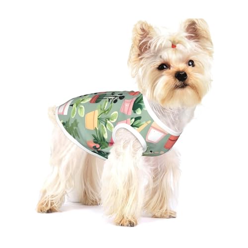 Hunde-T-Shirt aus Baumwolle, Bonsai-Pflanzendruck, weich, atmungsaktiv, ärmellos, Tank-Top, Kleidung für große Welpen und Katzen Hunde-T-Shirt aus Baumwolle, Bonsai-Pflanzendruck, weich, atmungsaktiv, ärmellos, Tank-Top, Kleidung für große Welpen und Katzen von LiuMng