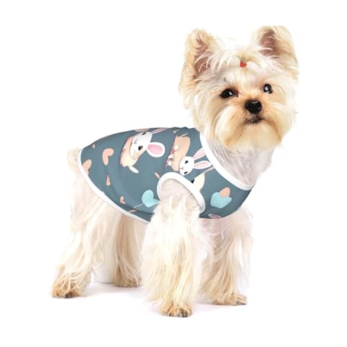 Hunde-T-Shirt aus Baumwolle, Cartoon-Design, niedlicher Hasen-Druck, weich, atmungsaktiv, ärmellos, Tank-Top, Kleidung für kleine Welpen und Katzen Hunde-T-Shirt aus Baumwolle, Cartoon-Design, niedlicher Hasen-Druck, weich, atmungsaktiv, ärmellos, Tank-Top, Kleidung für kleine Welpen und Katzen von LiuMng
