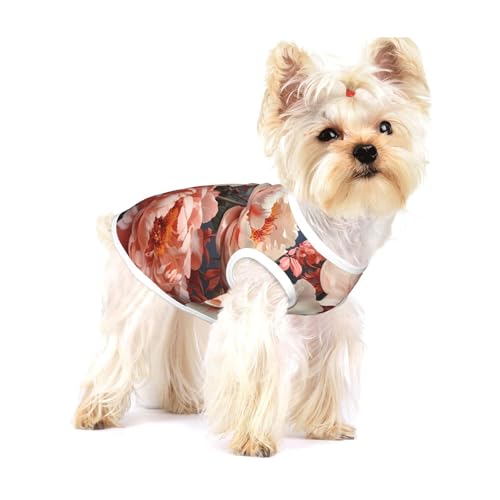 Hunde-T-Shirt aus Baumwolle, hellweiße Pfingstrosen, weich, atmungsaktiv, ärmellos, Tank-Top, Kleidung für große Welpen und Katzen Hunde-T-Shirt aus Baumwolle, hellweiße Pfingstrosen, weich, atmungsaktiv, ärmellos, Tank-Top, Kleidung für große Welpen und Katzen von LiuMng