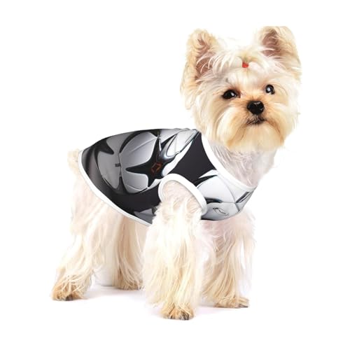 Hunde-T-Shirt aus Baumwolle, mit Fußball-Druck, weich, atmungsaktiv, ärmellos, für kleine Welpen und Katzen, Schwarz und Weiß Hunde-T-Shirt aus Baumwolle, mit Fußball-Druck, weich, atmungsaktiv, ärmellos, für kleine Welpen und Katzen, Schwarz und Weiß von LiuMng