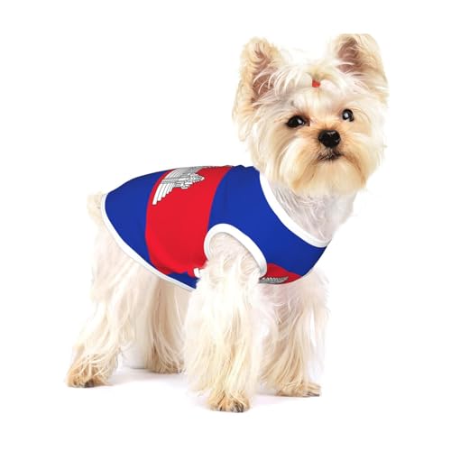 Hunde-T-Shirt aus Baumwolle, mit Kambodscha-Flagge, weich, atmungsaktiv, ärmellos, Tanktop, Katzenkleidung, für Größe S und M Hunde-T-Shirt aus Baumwolle, mit Kambodscha-Flagge, weich, atmungsaktiv, ärmellos, Tanktop, Katzenkleidung, für Größe S und M von LiuMng