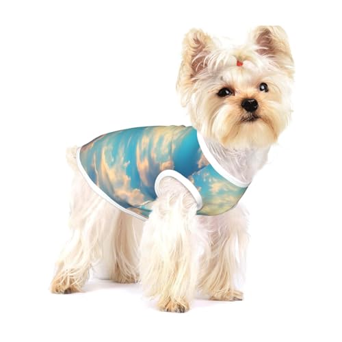 Hunde-T-Shirt aus Baumwolle, mit Wolkenhimmel-Aufdruck, weich, atmungsaktiv, ärmellos, für mittelgroße Welpen und Katzen Hunde-T-Shirt aus Baumwolle, mit Wolkenhimmel-Aufdruck, weich, atmungsaktiv, ärmellos, für mittelgroße Welpen und Katzen von LiuMng