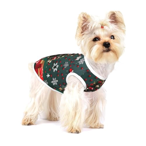 Hunde-T-Shirt aus Baumwolle, runder Ball, Weihnachtsbaum-Druck, Haustierweste, weich, atmungsaktiv, ärmellos, Tank-Top, Kleidung für große Welpen und Katzen Hunde-T-Shirt aus Baumwolle, runder Ball, Weihnachtsbaum-Druck, Haustierweste, weich, atmungsaktiv, ärmellos, Tank-Top, Kleidung für große Welpen und Katzen von LiuMng